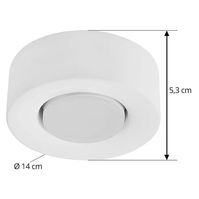 Lindby Deckenleuchte Levia - weiß / opal, weiß / opal, 2GX53 - Weiße runde LED-Deckenleuchte mit 14 cm Durchmesser und 5,3 cm Höhe.