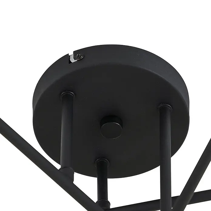 Lindby Deckenleuchte Isamer - schwarz, alu / grau / zink, E14 - Schwarze Deckenrosette aus Metall für einen modernen Kronleuchter mit mehreren Verbindungsstangen.