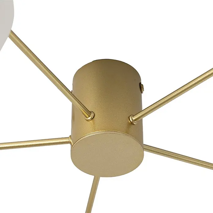 Lindby Deckenleuchte Valisa - L x B x H: 72,7 x 52,9 x 15 cm, messing / gold, G9 - Goldene Metall-Zentralnabe eines Kronleuchters mit mehreren strahlenden Armen.