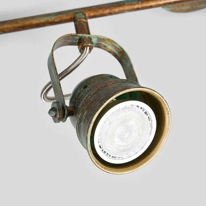 Lindby Deckenleuchte Leonor - bronze / altmessing, bronze / altmessing, GU10 - Schienenstrahler aus antikem Kupfer mit Patina, bestückt mit einer modernen LED-Lampe.