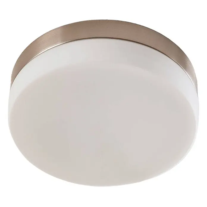 Lindby Deckenleuchte Amilia - alu / grau / zink, E27 - Runde Deckenleuchte mit gebürstetem Metallrand und weißem, mattiertem Diffusor.