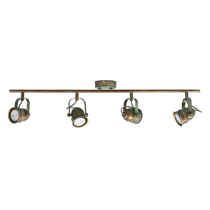 Lindby Deckenleuchte Leonor - bronze / altmessing, bronze / altmessing, GU10 - Vierflammiger Schienenstrahler in Alt-Kupfer-Optik mit verstellbaren Köpfen für Deckenmontage.