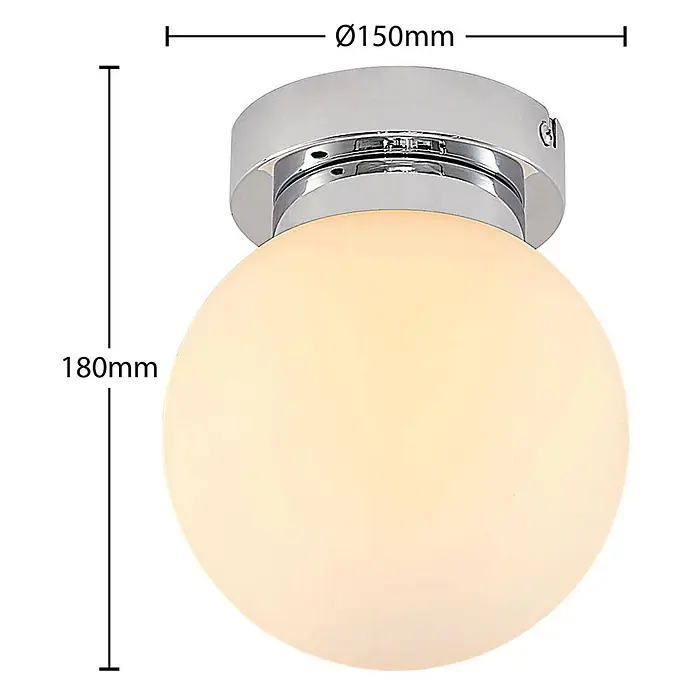Lindby Deckenlampe in chrom, Deckenleuchte -  - Verchromte Deckenleuchte mit Opalglasschirm, Ø150mm, 180mm hoch.
