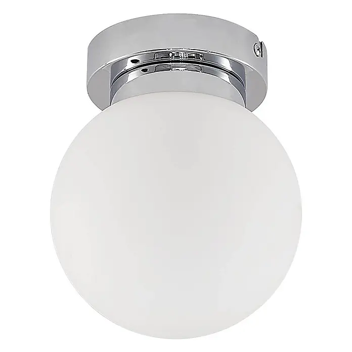 Lindby Deckenlampe in chrom, Deckenleuchte -  - Deckenleuchte aus Chrom mit weißem, kugelförmigem Opalglasdiffusor.