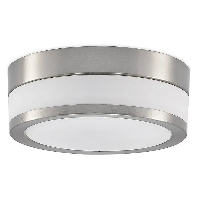 Lindby Deckenleuchte Flavi - L x B x H: 23 x 23 x 9 cm, alu / grau / zink, E27 - Gebürstete Deckenleuchte aus Metall mit rundem, mattweißem Diffusor.