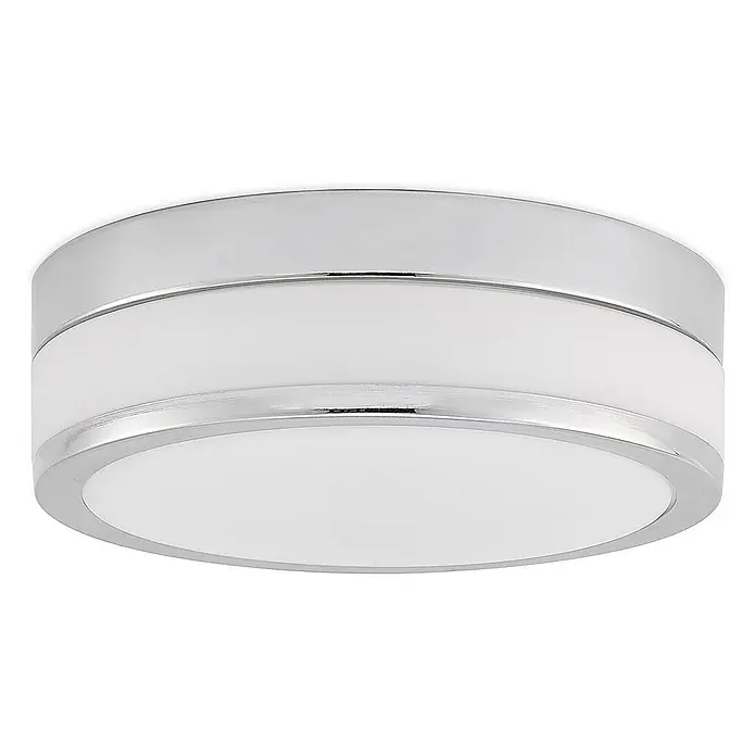Lindby Deckenleuchte Flavi - L x B x H: 28 x 28 x 9 cm, chrom / silber, E27 - Runde Deckenleuchte mit Chromrahmen und weißem Acryl-Diffusor.