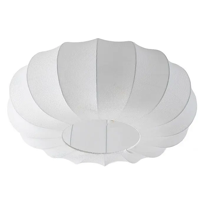 Lindby Deckenlampe in weiß, Deckenleuchte -  - Weißer, runder, gerippter Lampenschirm mit skulpturaler Form.