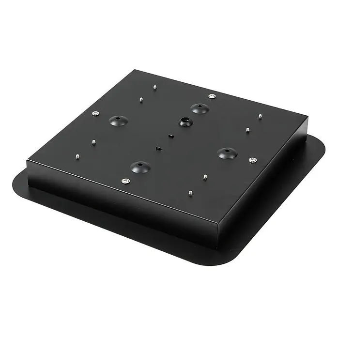 Lindby Deckenleuchte Jyla - L x B x H: 25 x 25 x 4,2 cm, schwarz, 2GX53 - Schwarze quadratische Metall-Montageplatte mit Schrauben und Vertiefungen zur sicheren Befestigung.