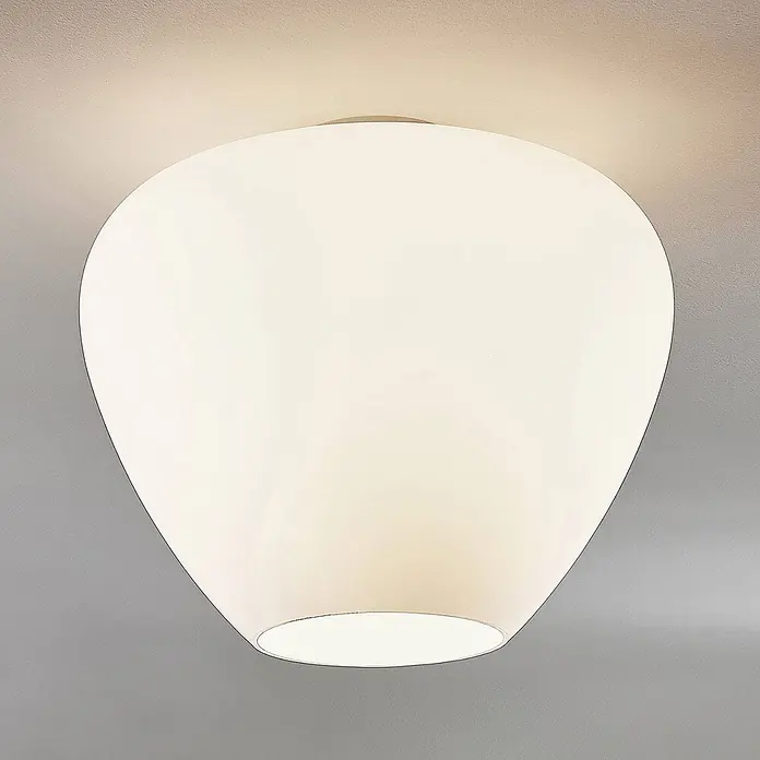 Lindby Deckenleuchte Bibiane - weiß / opal, E27 - Weiße, runde Deckenleuchte für diffuse Beleuchtung.
