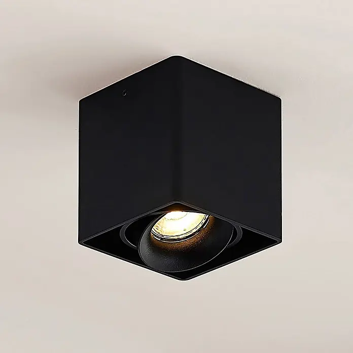 Arcchio Deckenleuchte Kubika - schwarz, GU10 - Schwarzer kubischer Deckenstrahler mit verstellbarer, warm leuchtender Lichtquelle.