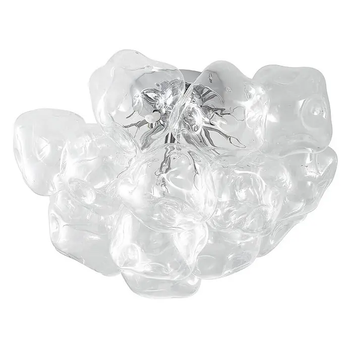 Lucande Deckenleuchte Diborah - L x B x H: 49 x 49 x 32 cm, klar / transparent, G9 - Organische Deckenleuchte aus Klarglas mit Chromakzenten.