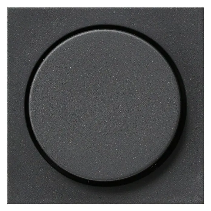 Gira System 55 Dimmerabdeckung 065028 - Anthrazit, Kunststoff - Schwarzer quadratischer Wandtaster mit runder Taste. Modernes Design für Smart-Home-Systeme und Lichtsteuerung.
