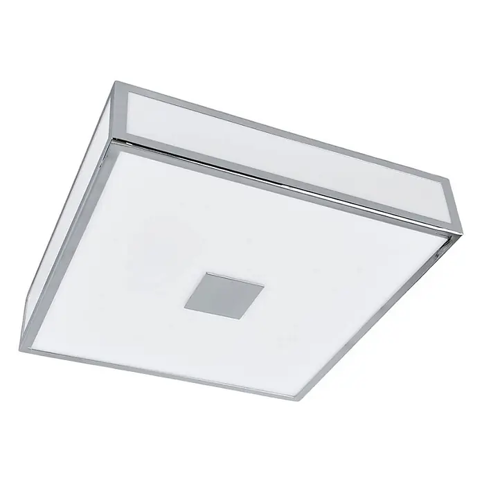 Lindby Deckenleuchte Eniola - chrom / silber, E27 - Quadratische Deckenleuchte mit Chromrahmen und weißen Diffusorplatten.