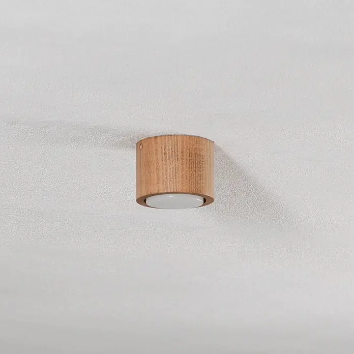 Envostar Deckenleuchte Ernest - Holz hell, 2GX53 - Zylindrische Deckenleuchte aus Holz mit Naturholz-Finish und weißem Diffusor.