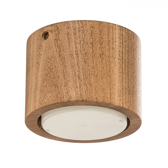 Envostar Deckenleuchte Ernest - Holz hell, 2GX53 - Zylindrische Deckenleuchte aus Holz mit weißem Diffusor und sichtbarer Befestigungsschraube.