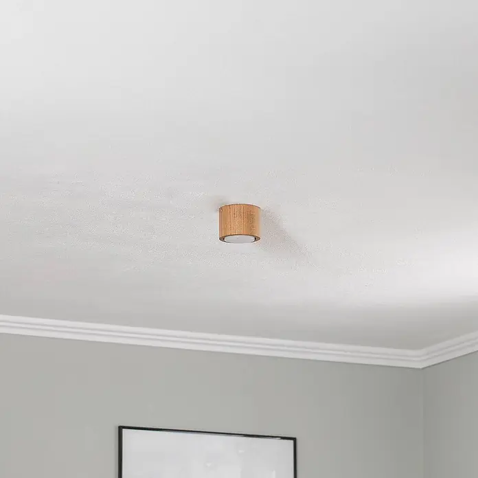 Envostar Deckenleuchte Ernest - Holz hell, 2GX53 - Deckenmontierte zylindrische Leuchte aus Naturholz mit weißem Diffusor.