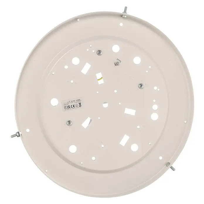 Envostar Deckenleuchte Hagen - L x B x H: 43 x 43 x 8,1 cm, Holz hell, E27 - Hellfarbige, runde Deckenleuchten-Montageplatte aus Metall mit mehreren Löchern und drei Seitenbolzen.