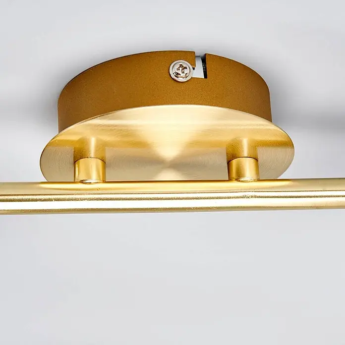 Lindby Deckenleuchte Elaina - messing / gold, E14 - Messingfarbene Deckenleuchte mit polierter Scheibe und horizontaler Stange.