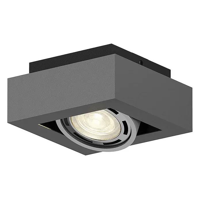 Arcchio Deckenleuchte Ronka - schwarz, schwarz, GU10 - Dunkelgrauer, quadratischer LED-Aufbaustrahler mit verstellbarer Lichtquelle.