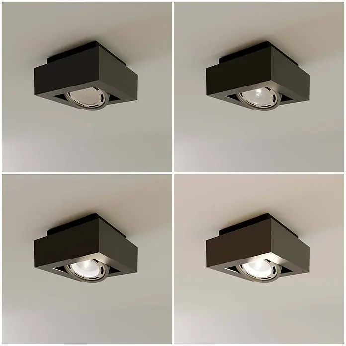 Arcchio Deckenleuchte Ronka - schwarz, schwarz, GU10 - Quadratischer Aufputz-Deckenstrahler in dunkler Bronze mit schwenkbarem internem Lichtpunkt.