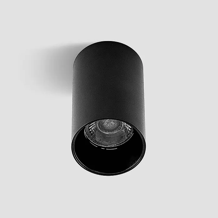 Arcchio Deckenleuchte Brinja - L x B x H: 6 x 6 x 10,5 cm, schwarz, schwarz, GU10 - Schwarzer zylindrischer LED-Aufbaustrahler mit internem Reflektor.