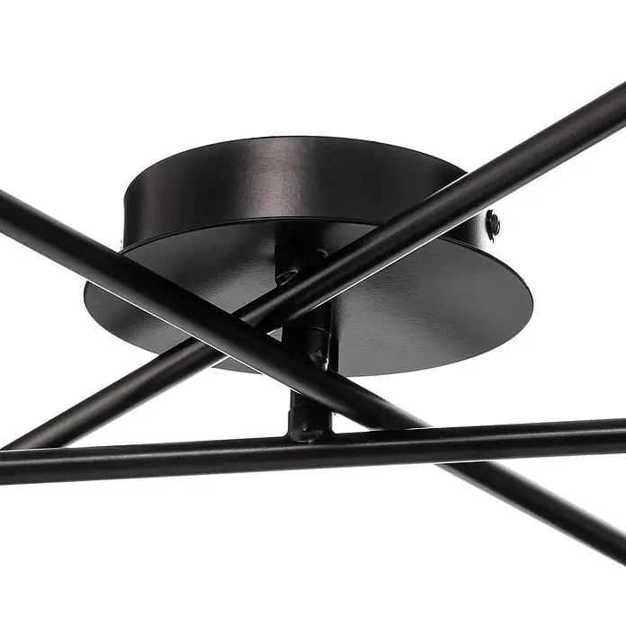 Lindby Deckenleuchte Pellinora - L x B x H: 110 x 40 x 19,5 cm, schwarz, E14 - Schwarze Metall-Deckenhalterung für Leuchte mit ausstrahlenden Stäben.