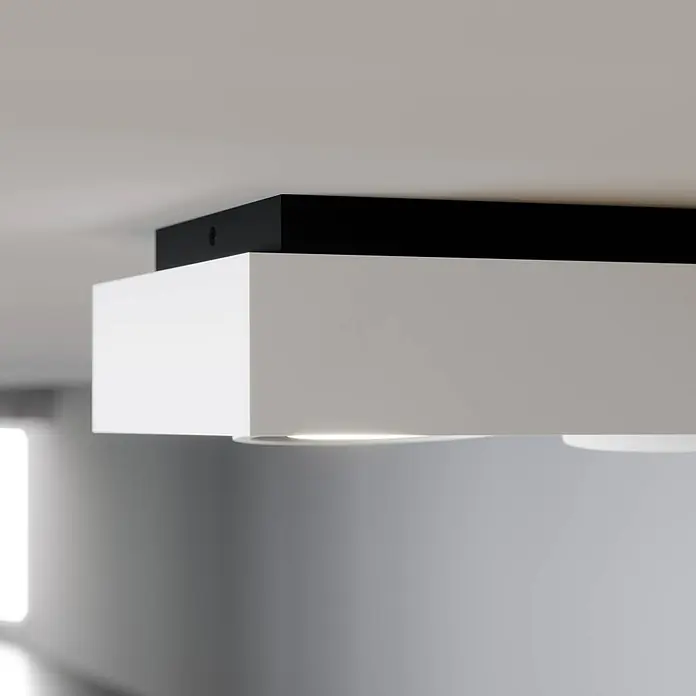 Arcchio Deckenleuchte Ronka - weiß / opal, weiß / opal, GU10 - Moderne schwarz-weiße rechteckige Deckenleuchte mit integrierter LED-Beleuchtung.