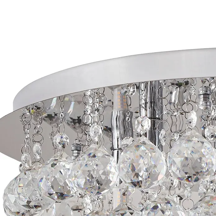 Lindby Deckenleuchte Antonino - chrom / silber, klar / transparent, G9 - Kristall-Deckenleuchte mit facettierten klaren Kristallen und Chromgestell.