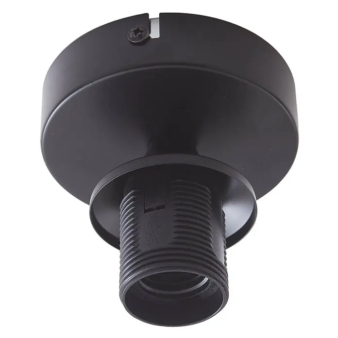 Lindby Deckenleuchte Zehra - schwarz, E27 - Schwarze Deckenrosette mit integrierter Gewindelampenfassung.
