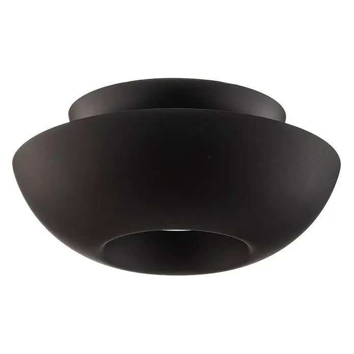 Lucande Deckenleuchte Kellina - L x B x H: 48 x 48 x 22 cm, schwarz, schwarz, E27 - Matt schwarze, schalenförmige Deckenstrahlerfassung mit unterer Öffnung.