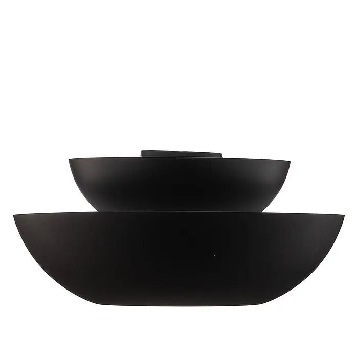 Lucande Deckenleuchte Kellina - L x B x H: 48 x 48 x 22 cm, schwarz, schwarz, E27 - Zwei schwarze matte Schalen ineinander gestapelt, eine größer, eine kleiner.
