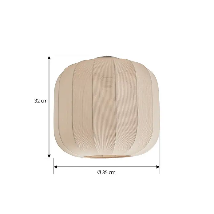 Lindby Deckenleuchte Helin - creme / amber, E27 - Cremefarbener, gerippter Pendelleuchtenschirm, 32 cm hoch, 35 cm Durchmesser.