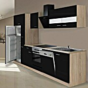 Respekta Composición de cocina (Ancho: 310 cm, Con dispositivos eléctricos, Negro)