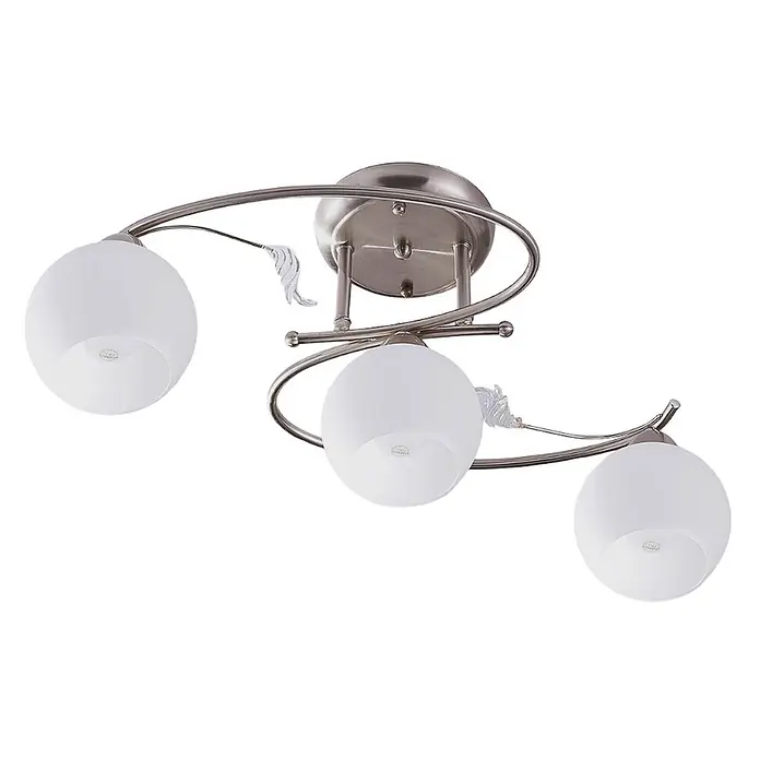 Lindby Deckenleuchte Svean - L x B x H: 60 x 31 x 25,5 cm, alu / grau / zink, E14 - Deckenleuchte aus satiniertem Nickel mit drei weißen, mattierten Glaskugeln und Zierdetails.