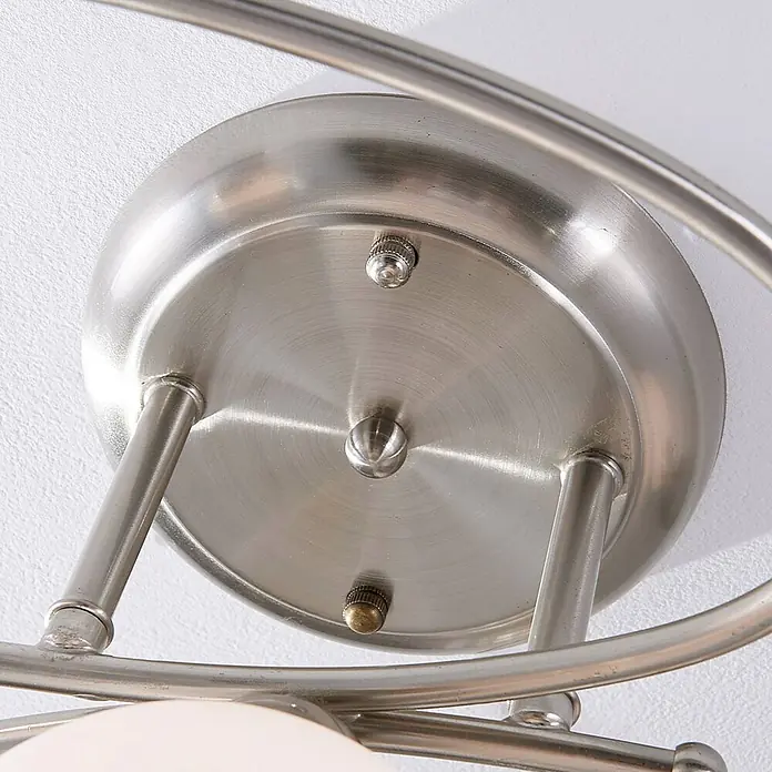 Lindby Deckenleuchte Svean - L x B x H: 60 x 31 x 25,5 cm, alu / grau / zink, E14 - Deckenleuchtenbasis aus gebürstetem Nickel mit Verbindungsarmen und Zierschrauben.