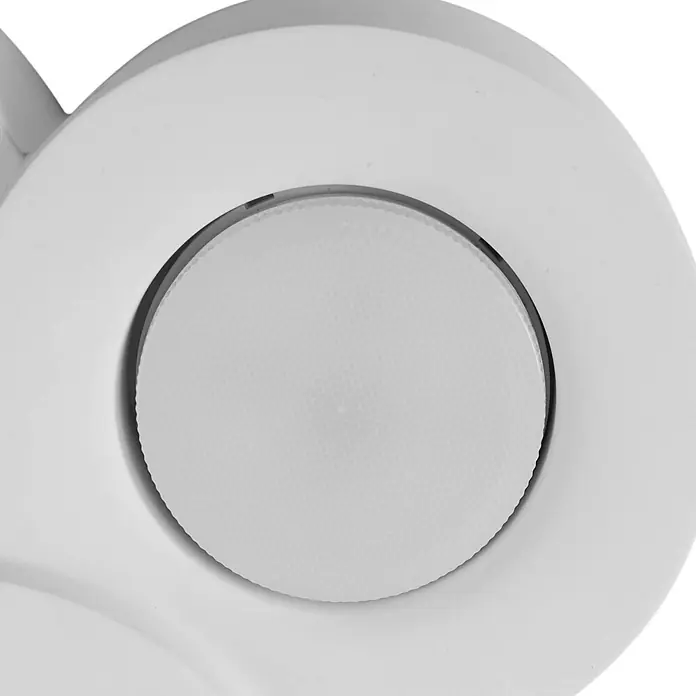 Lindby Deckenleuchte Levia - weiß / opal, weiß / opal, 2GX53 - Weißer runder Drehknopf mit dezenter strukturierter Oberfläche in einem geschwungenen Gehäuse.