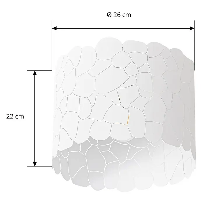 Lindby Deckenleuchte Aralena - weiß / opal, E27 - Weißer zylindrischer Lampenschirm mit unregelmäßigem geometrischem Muster, Ø 26 cm, H 22 cm.