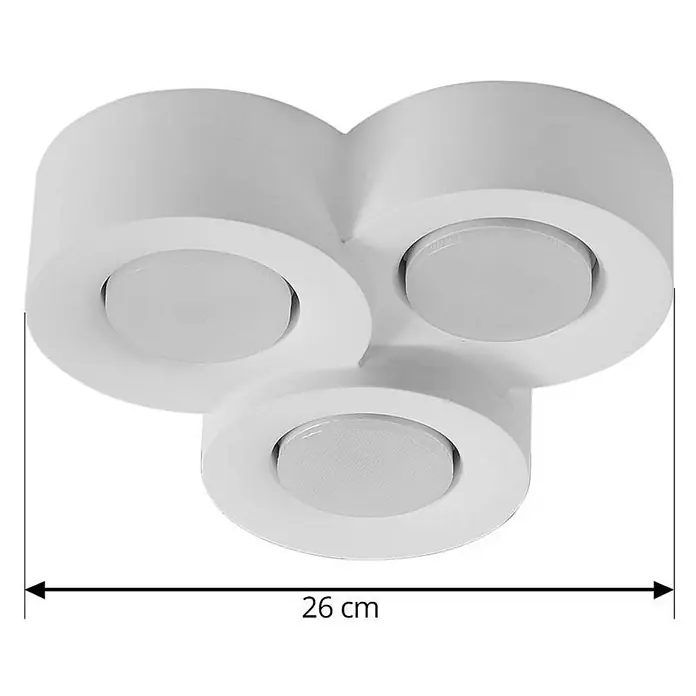 Lindby Deckenleuchte Levia - weiß / opal, weiß / opal, 2GX53 - Weiße dreiflammige LED-Deckenleuchte in Kleeblattform, 26 cm breit.