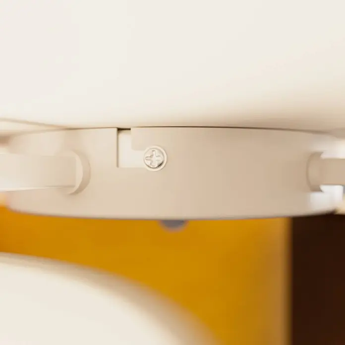 Lindby Deckenleuchte Laurenz - L x B x H: 93 x 93 x 25,5 cm, Multicolour, E27 - Weiße runde Montageplatte mit Kreuzschlitzschraube, Teil einer Leuchte oder eines Ventilators.