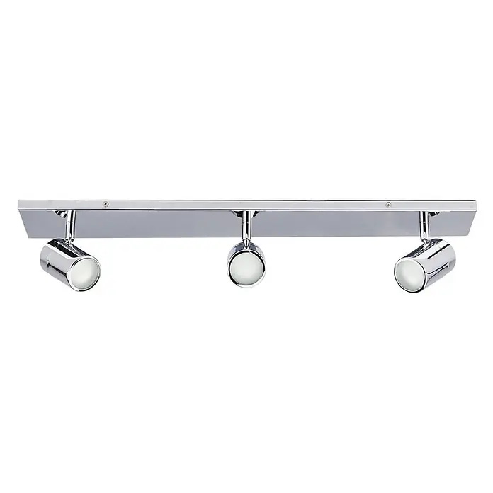 Lindby Deckenleuchte Dejan - chrom / silber, chrom / silber, GU10 - Polierte Chrom 3-Spot-Schienenleuchte mit verstellbaren zylindrischen Spots.