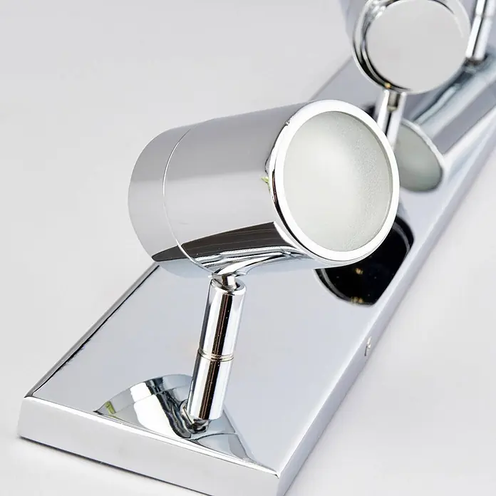 Lindby Deckenleuchte Dejan - chrom / silber, chrom / silber, GU10 - Chromfarbene Strahlerleiste mit mehreren Lichtern und satinierten Glasdiffusoren.