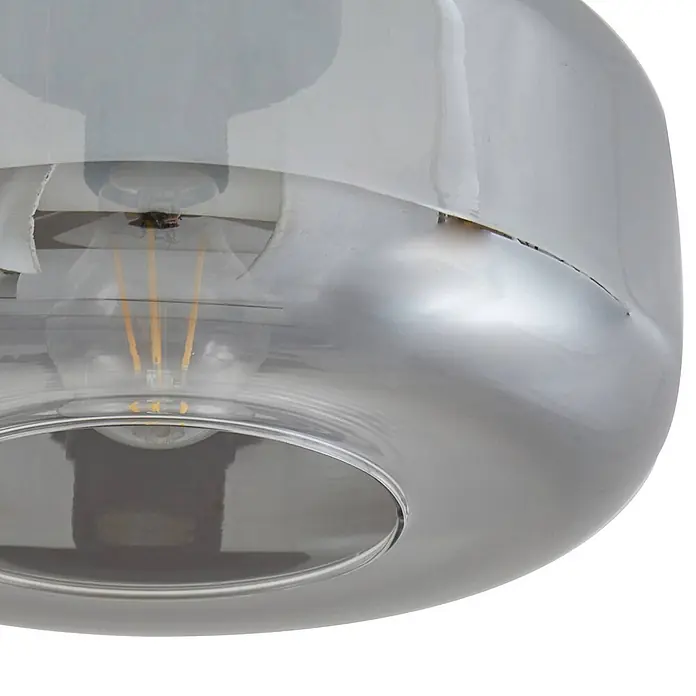 Lindby Deckenleuchte Hildur - alu / grau / zink, E27 - Glas-Pendelleuchte mit Spiegeleffekt, mit sichtbarer LED-Glühbirne.