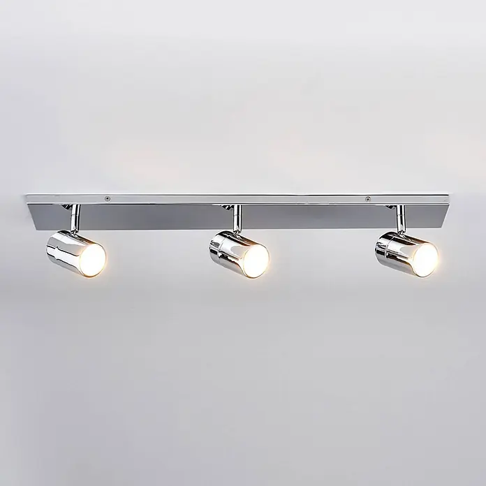 Lindby Deckenleuchte Dejan - chrom / silber, chrom / silber, GU10 - Chrom-Deckenleuchte mit drei verstellbaren Strahlern.