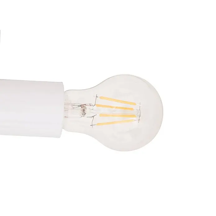 Lindby Deckenleuchte Soula - creme / amber, E27 - Klare LED-Glühbirne aus Glas mit weißem Sockel und sichtbaren gelben Filamenten.