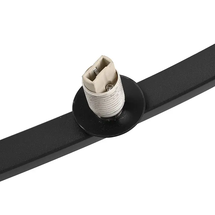 Lucande Deckenleuchte Kulka - L x B x H: 80 x 14,5 x 32,5 cm, schwarz, G9 - G9-Keramik-Lampenfassung mit Schraube, montiert auf einer schwarzen rechteckigen Metallstange.