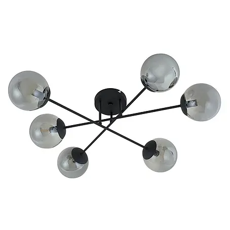 Lindby Deckenlampe in rauchgrau transparent, schwarz, Deckenleuchte