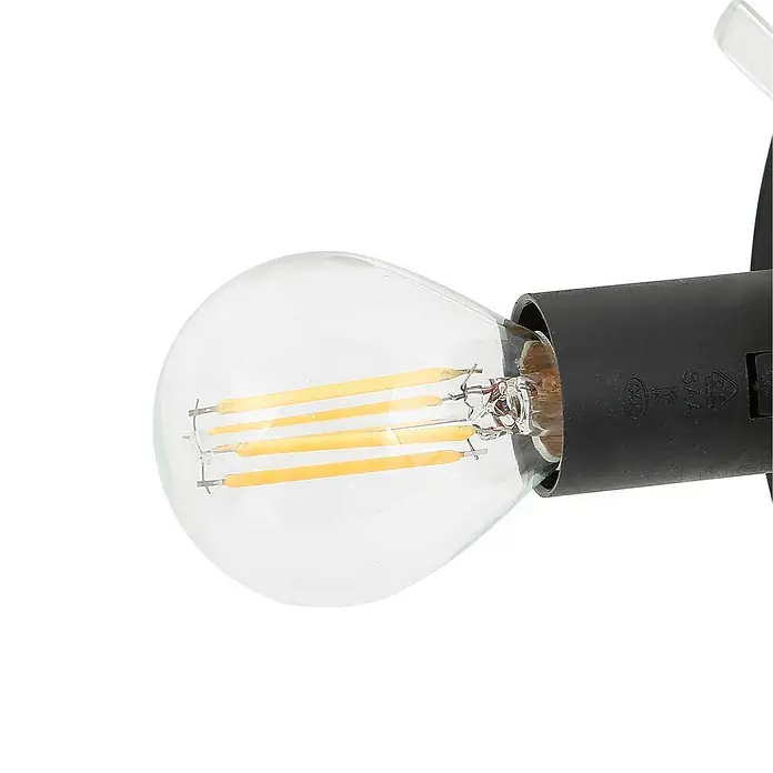 Lindby Deckenlampe in rauchgrau transparent, schwarz, Deckenleuchte -  - Klare LED-Filamentbirne aus Glas in einer schwarzen Fassung.