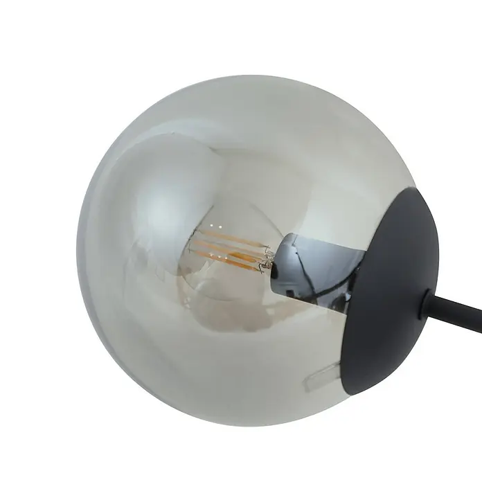Lindby Deckenlampe in rauchgrau transparent, schwarz, Deckenleuchte -  - Rauchgrauer kugelförmiger Glasschirm mit sichtbarer LED-Glühbirne und schwarzer Fassung.