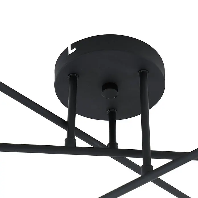 Lindby Deckenlampe in rauchgrau transparent, schwarz, Deckenleuchte -  - Schwarze Metall-Deckenrosette einer modernen mehrarmigen Pendelleuchte.