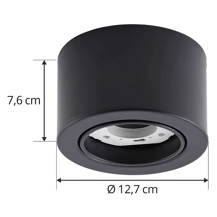 Lindby Deckenlampe in schwarz matt, Deckenleuchte -  - Schwarze zylindrische Aufbauleuchte, 7,6 cm hoch, 12,7 cm Durchmesser.